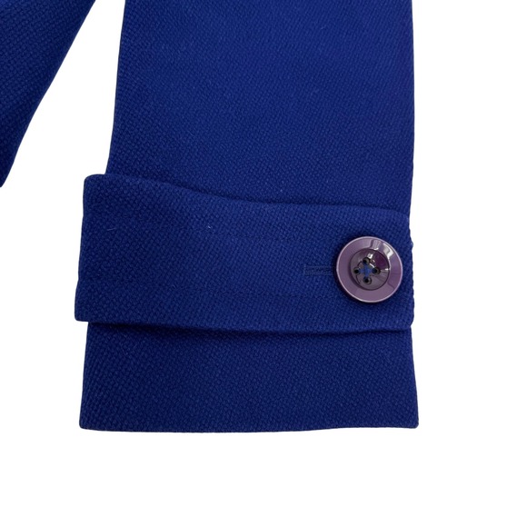 Y2K J.Crew Lille Wool Pique Pea Coat Button Blue Tweed Double Breasted Size 10 - Picture 5 of 8